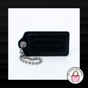 2.5" Large COACH BLACK PATENT LEATHER NICKEL KEY FOB BAG CHARM KEYCHAIN HANG TAG